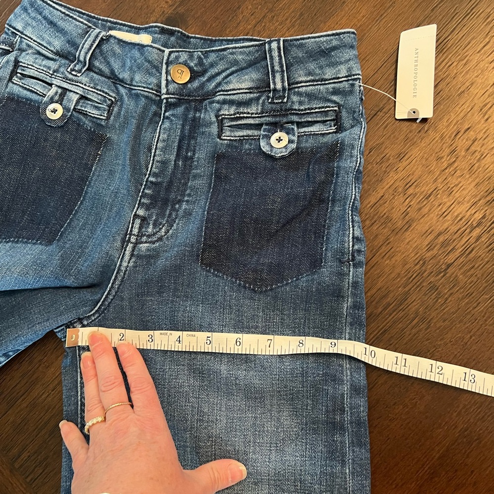 Anthropologie NWT 23 T Reworked High Rise Cropped Flare Pilcro Jeans - Blue! - Picture 10 of 12